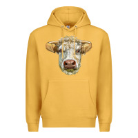 Mustard Charolais bull face Premium Hoodie - LillyAllenDesigns