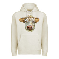 Oatmeal Heather Charolais bull face Premium Hoodie - LillyAllenDesigns