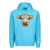 Ocean Blue Charolais bull face Premium Hoodie - LillyAllenDesigns