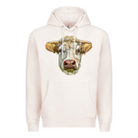 Pale Pink Charolais bull face Premium Hoodie - LillyAllenDesigns