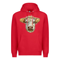Red Charolais bull face Premium Hoodie - LillyAllenDesigns