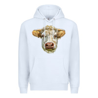 White Charolais bull face Premium Hoodie - LillyAllenDesigns