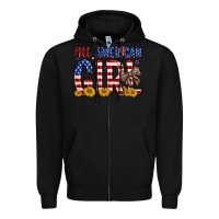 Black all american girl Zipper Hoodie - Zillion Design Studio