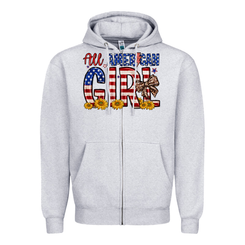 All American Girl Zipper Hoodie by Zillion Design Studio | Teevron