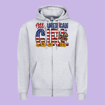 All American Girl Zipper Hoodie Designed By Zillion Design Studio