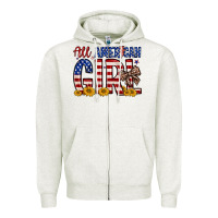 Oatmeal Heather all american girl Zipper Hoodie - Zillion Design Studio