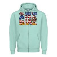 Seafoam all american girl Zipper Hoodie - Zillion Design Studio