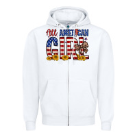 White all american girl Zipper Hoodie - Zillion Design Studio