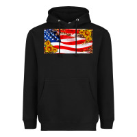 Black usa flag and sunflower license plate Heavyweight Hoodie - HRA Design Shop