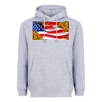 Usa Flag And Sunflower License Plate Heavyweight Hoodie | Teevron