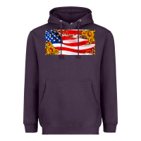Plum usa flag and sunflower license plate Heavyweight Hoodie - HRA Design Shop