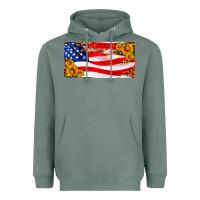 Sage usa flag and sunflower license plate Heavyweight Hoodie - HRA Design Shop