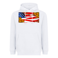 White usa flag and sunflower license plate Heavyweight Hoodie - HRA Design Shop