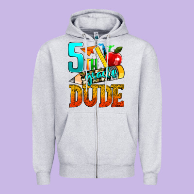 5th Grade Dude Zipper Hoodie Designed By Texasbilliewilder