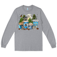 Heather Grey Wolf coffee cups Long Sleeve Tee - texasbilliewilder