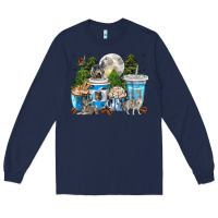 Navy Wolf coffee cups Long Sleeve Tee - texasbilliewilder