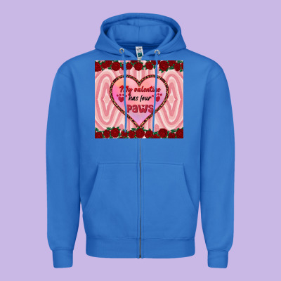 My Valentine Has Four Paws Zipper Hoodie Designed By Ranaportraitstore