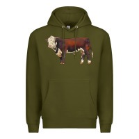 Army Green hereford bull Premium Hoodie - LillyAllenDesigns