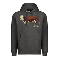 Charcoal Heather hereford bull Premium Hoodie - LillyAllenDesigns