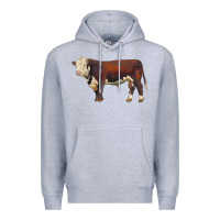 Heather Grey hereford bull Premium Hoodie - LillyAllenDesigns