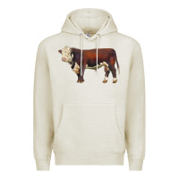 Oatmeal Heather hereford bull Premium Hoodie - LillyAllenDesigns
