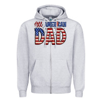 Heather Grey all american dad Zipper Hoodie - Zillion Design Studio