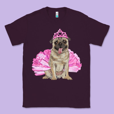 Classic Tee Balerina pug with tutu