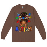 Chestnut Autism Awareness afro messy bu Long Sleeve Tee - texasbilliewilder
