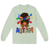 Matcha Autism Awareness afro messy bu Long Sleeve Tee - texasbilliewilder