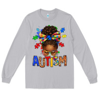 Moon Dust Autism Awareness afro messy bu Long Sleeve Tee - texasbilliewilder