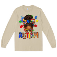 Mushroom Autism Awareness afro messy bu Long Sleeve Tee - texasbilliewilder