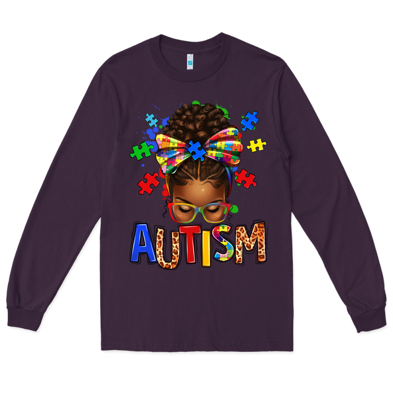 Autism Awareness Afro Messy Bu Long Sleeve Tee by texasbilliewilder | Teevron
