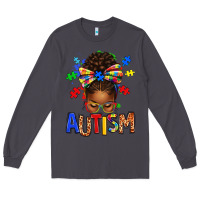 Smoke Autism Awareness afro messy bu Long Sleeve Tee - texasbilliewilder