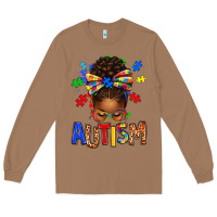 Toasted Coconut Autism Awareness afro messy bu Long Sleeve Tee - texasbilliewilder