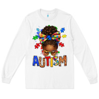 White Autism Awareness afro messy bu Long Sleeve Tee - texasbilliewilder