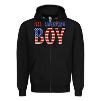 Black all American boy Zipper Hoodie - Zillion Design Studio