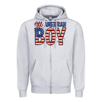 Heather Grey all American boy Zipper Hoodie - Zillion Design Studio