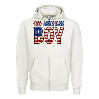 Oatmeal Heather all American boy Zipper Hoodie - Zillion Design Studio