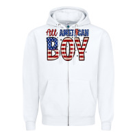 White all American boy Zipper Hoodie - Zillion Design Studio