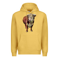 Antique Gold hereford bull face Premium Hoodie - LillyAllenDesigns