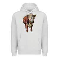 Dove Grey hereford bull face Premium Hoodie - LillyAllenDesigns