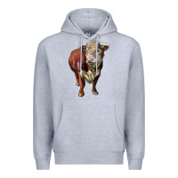 Heather Grey hereford bull face Premium Hoodie - LillyAllenDesigns