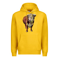 Lemon hereford bull face Premium Hoodie - LillyAllenDesigns
