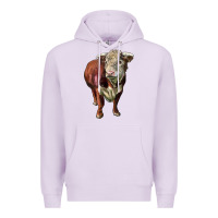 Lilac hereford bull face Premium Hoodie - LillyAllenDesigns