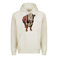 Oatmeal Heather hereford bull face Premium Hoodie - LillyAllenDesigns