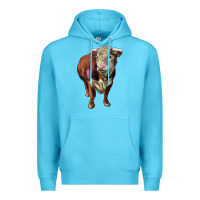 Ocean Blue hereford bull face Premium Hoodie - LillyAllenDesigns