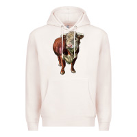 Pale Pink hereford bull face Premium Hoodie - LillyAllenDesigns
