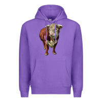 Purple hereford bull face Premium Hoodie - LillyAllenDesigns