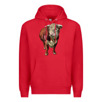 Red hereford bull face Premium Hoodie - LillyAllenDesigns