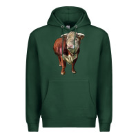 Sports Green hereford bull face Premium Hoodie - LillyAllenDesigns